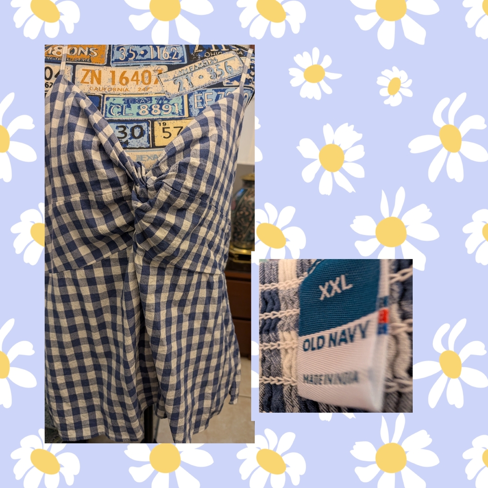 Old Navy Navy Checkered Blouse